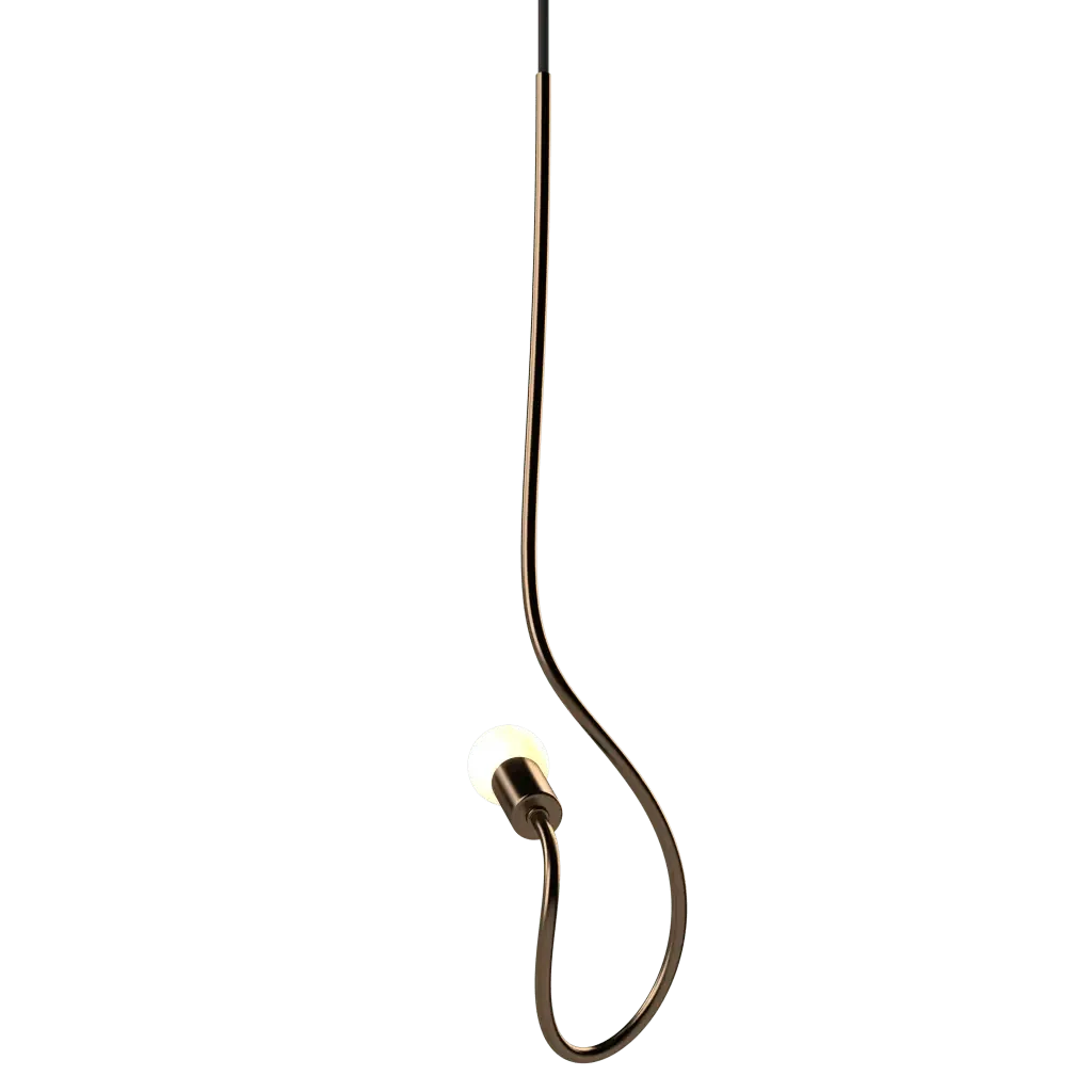 Gesture Pendant II - polished brass finish, detail of circular ceiling canopy