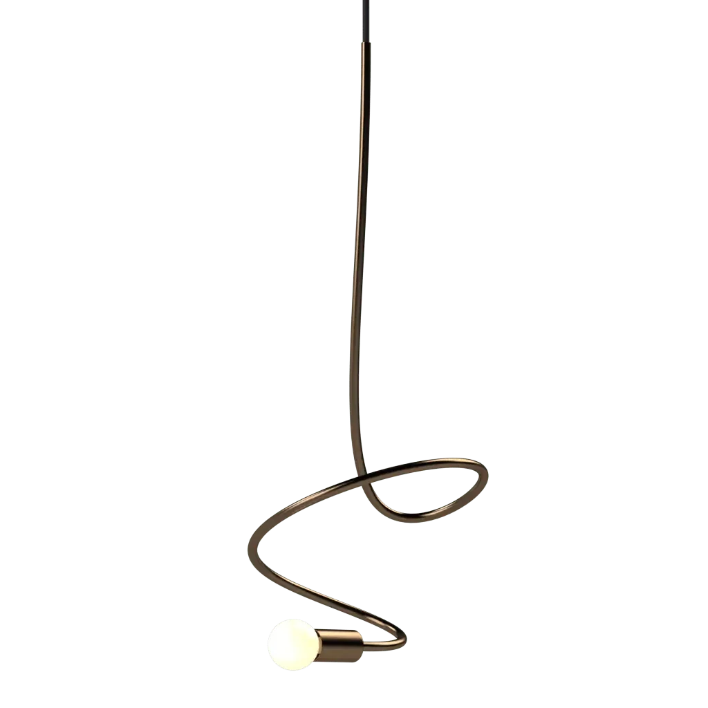 Gesture Pendant III - polished brass finish, detail of triple spiral configuration