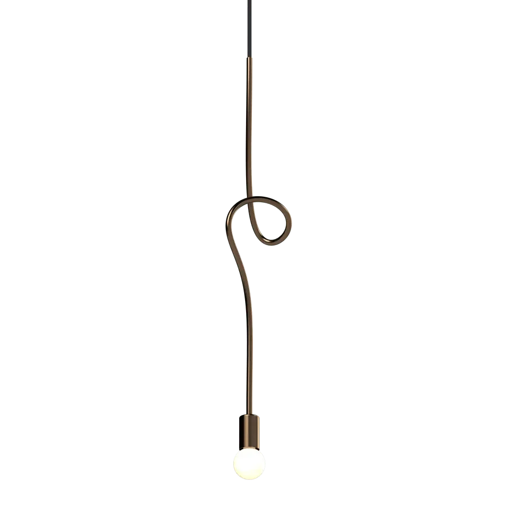 Gesture Pendant IV - polished brass finish, detail of circular ceiling canopy