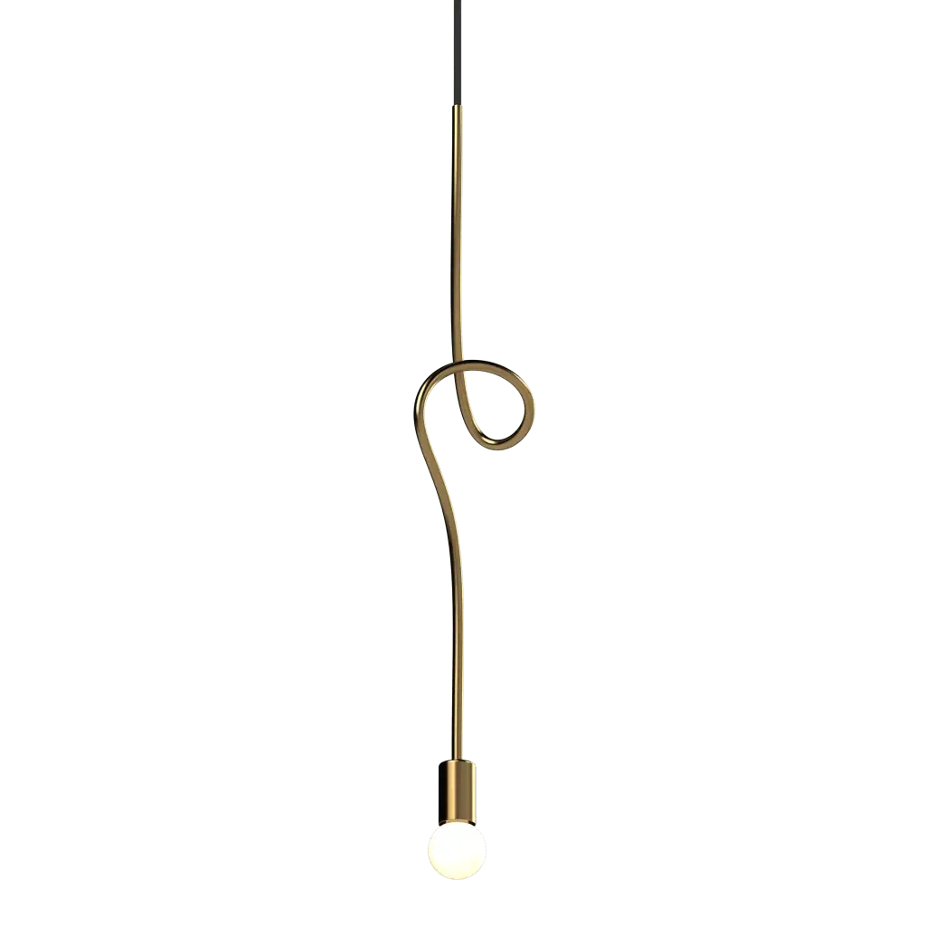 Gesture Pendant IV - polished brass finish, detail of offset spiral configuration