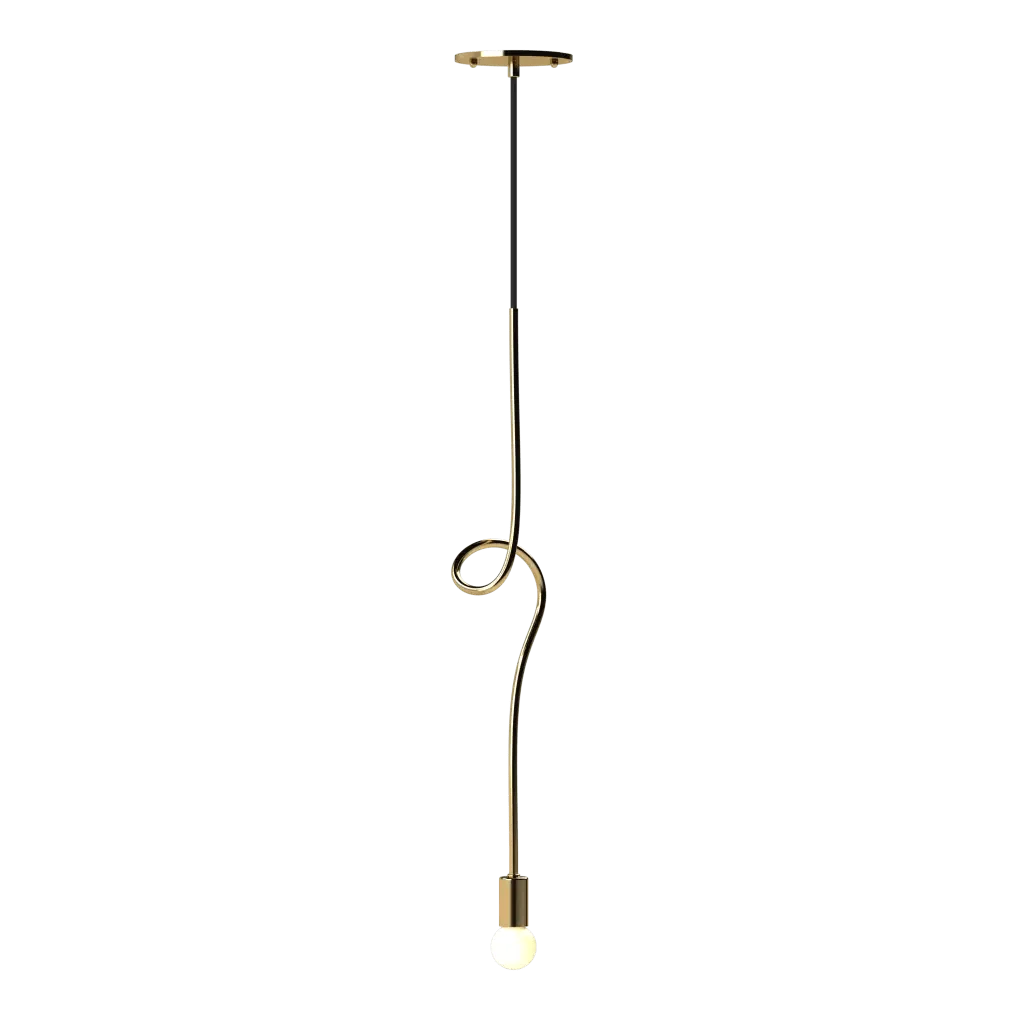 Gesture Pendant IV - polished brass finish, back view showing mounting hardware