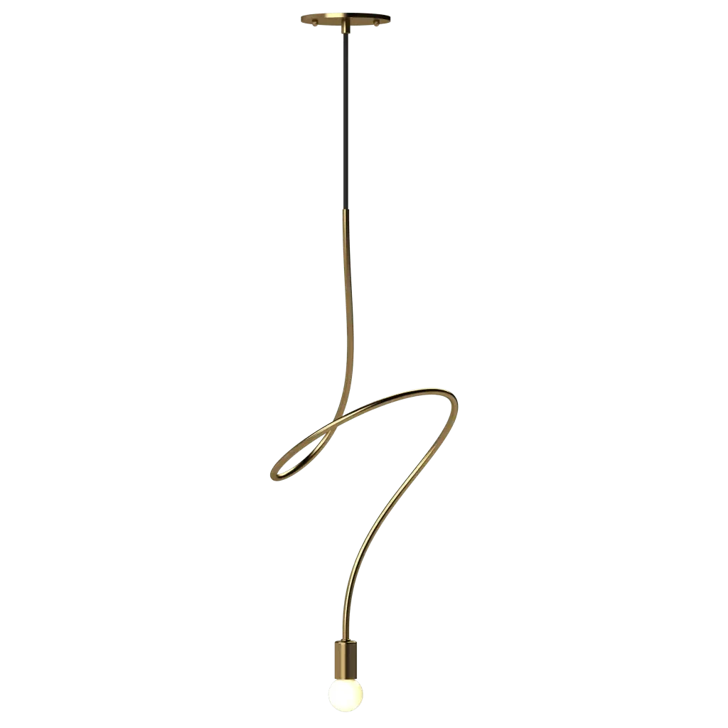 Gesture Pendant V1 - polished brass finish, lifestyle view suspended in room
