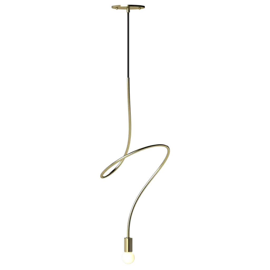 Gesture Pendant V1 - polished brass finish, detail of compact spiral configuration