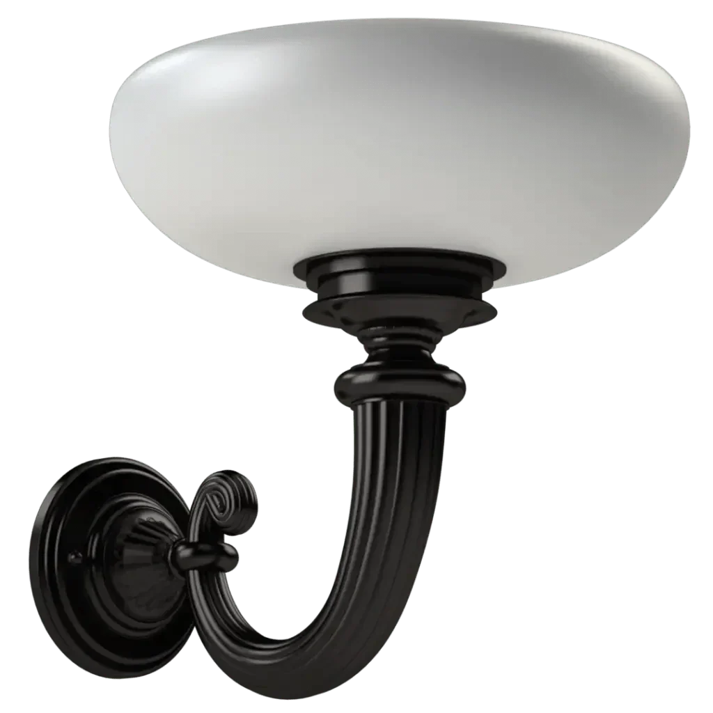 Black metal Gilman sconce featuring a white opal glass shade for elegant wall lighting