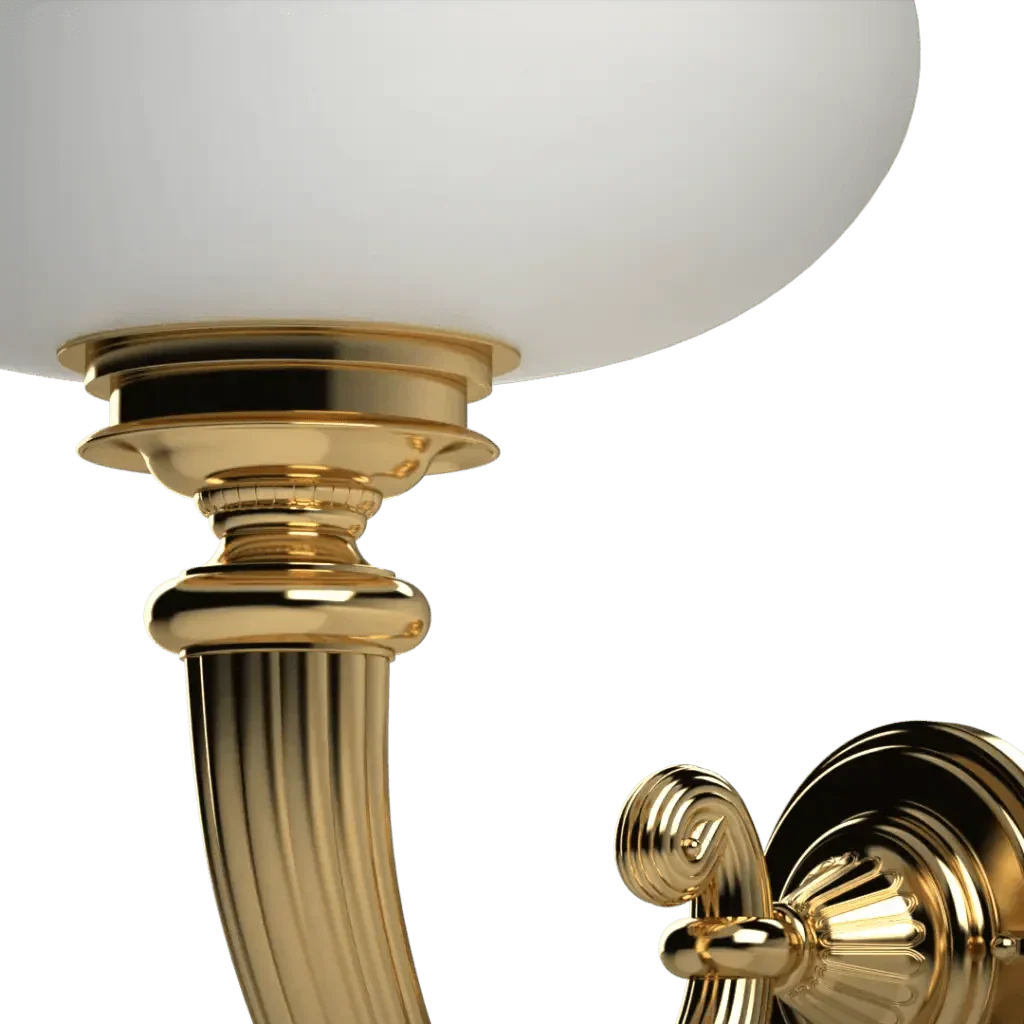 Gilman sconce wall light with a gold finish and white glass shade designed for elegant indoor lighting