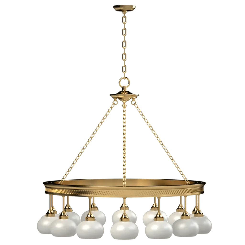 Halo Chandelier - polished brass finish, top-down view of ring form