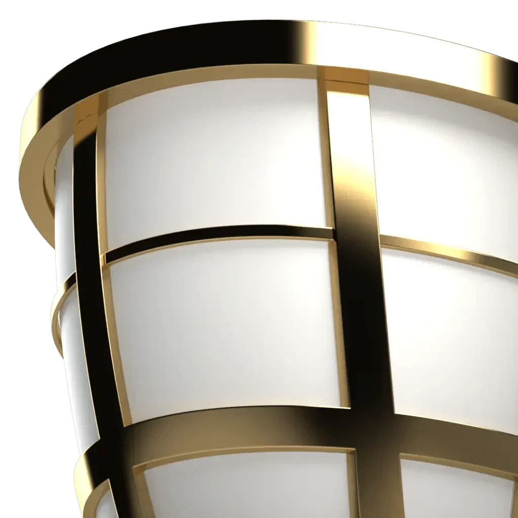Hampton Roads sconce cylindrical gold-framed lantern with white panels for elegant wall lighting