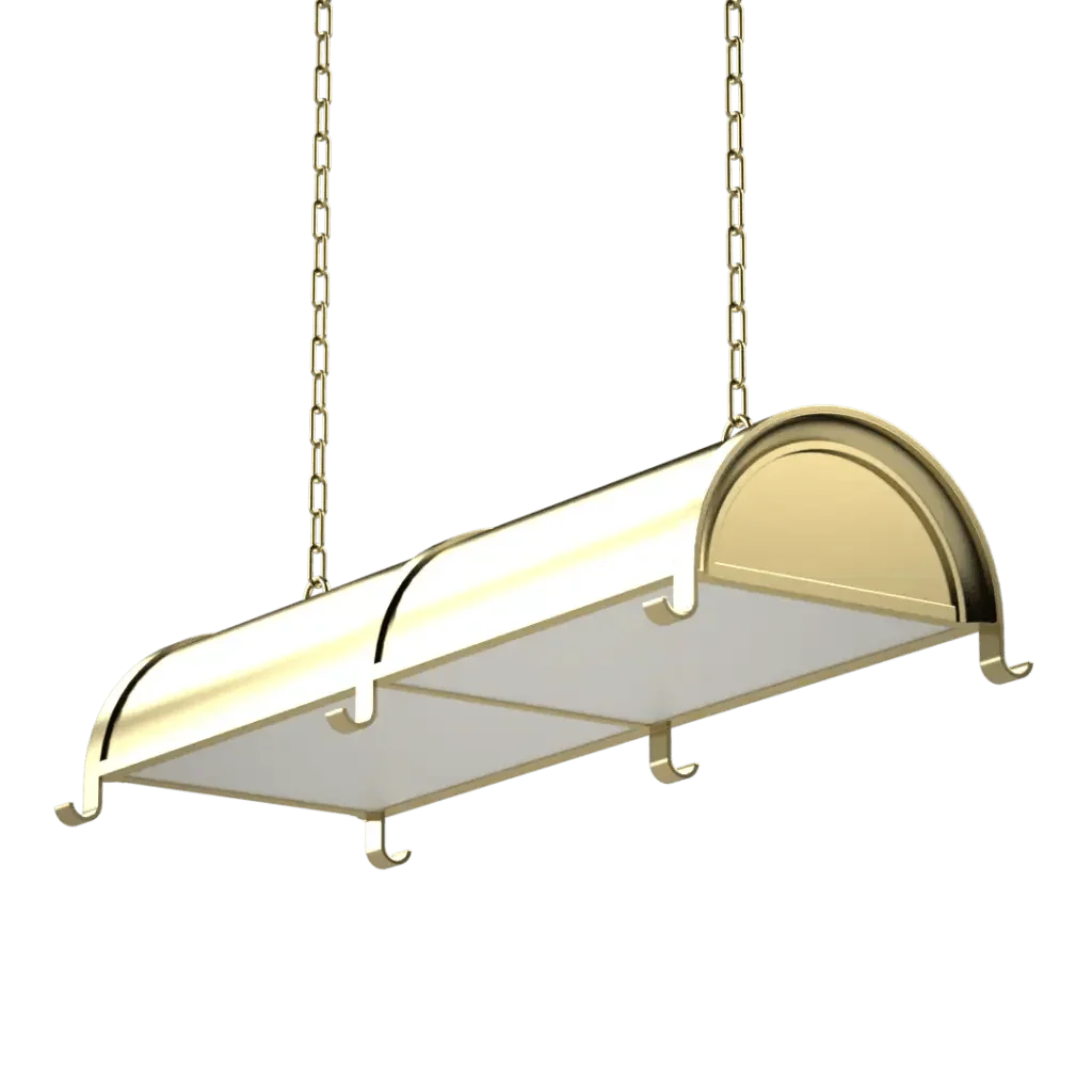 Johns Island Pendant - polished brass finish, side profile showing dual chain suspension