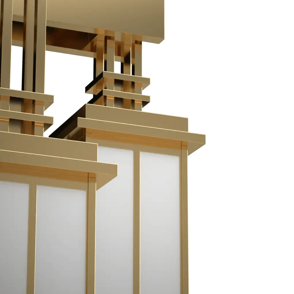 Kennedy Chandelier - polished brass finish, interactive 3D view