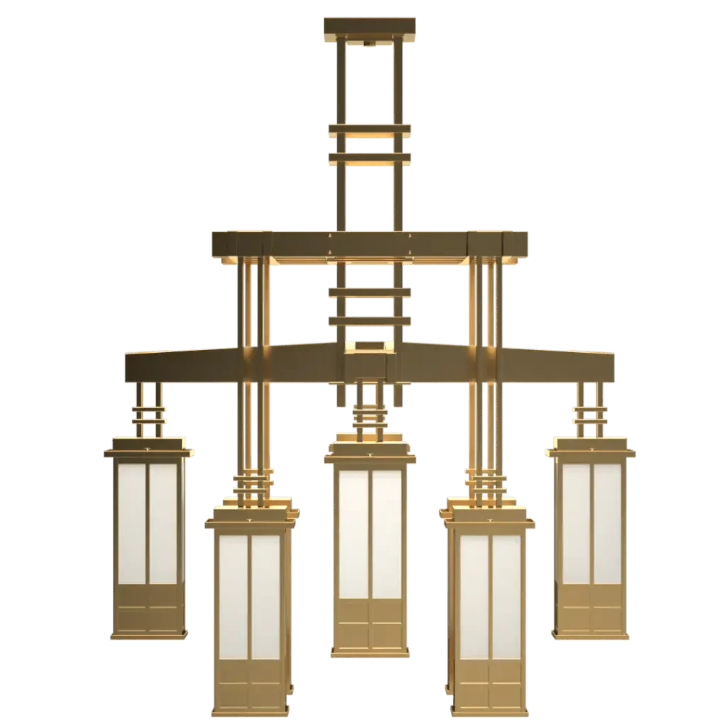 Kennedy Chandelier - polished brass finish, back view showing mounting hardware