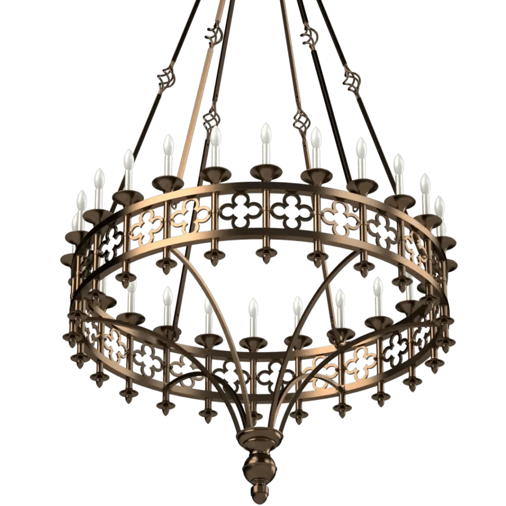 Kylemore chandelier ornate bronze gothic style with two tiers of faux candle lights for elegant lighting