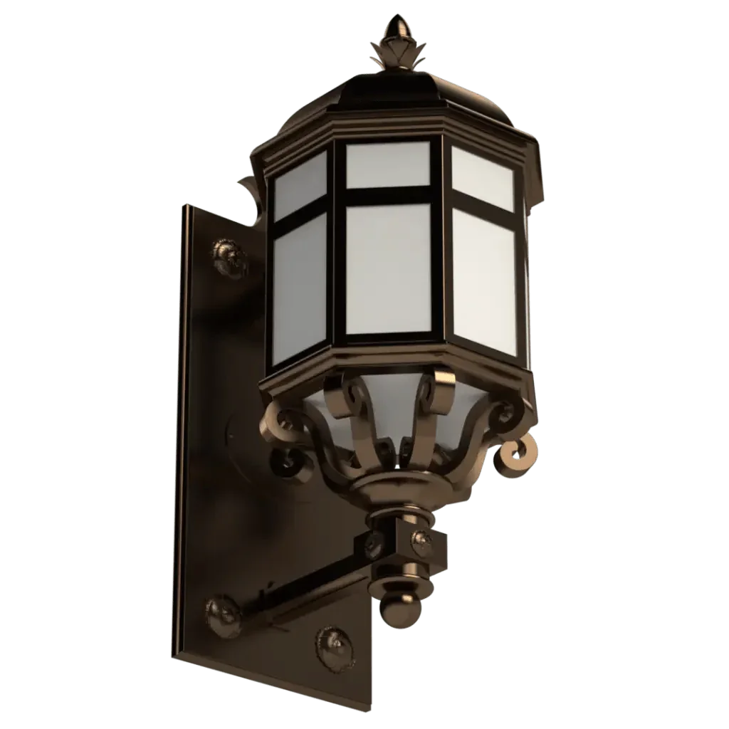 Antique bronze Lebanon sconce outdoor wall lantern with frosted glass panels for exterior lighting