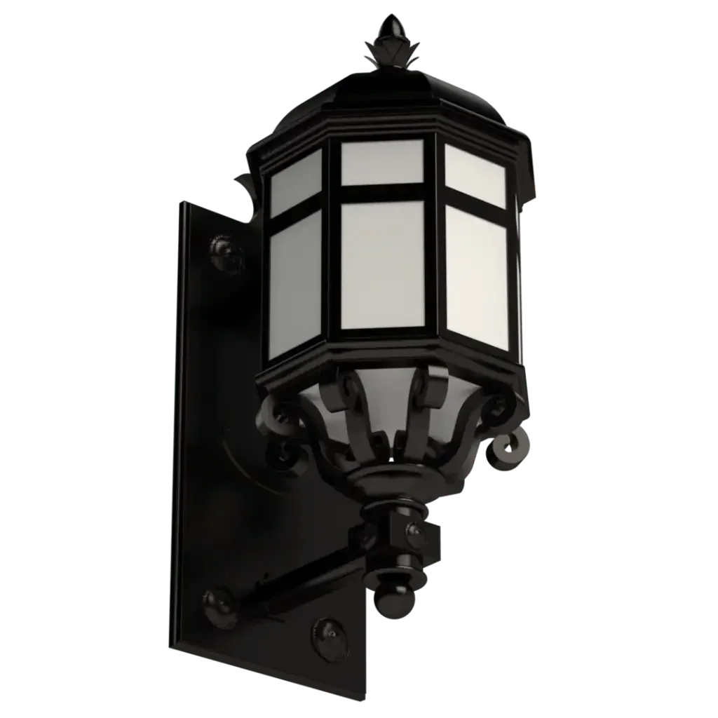 Black Lebanon sconce outdoor wall lantern with white glass panels designed for exterior lighting