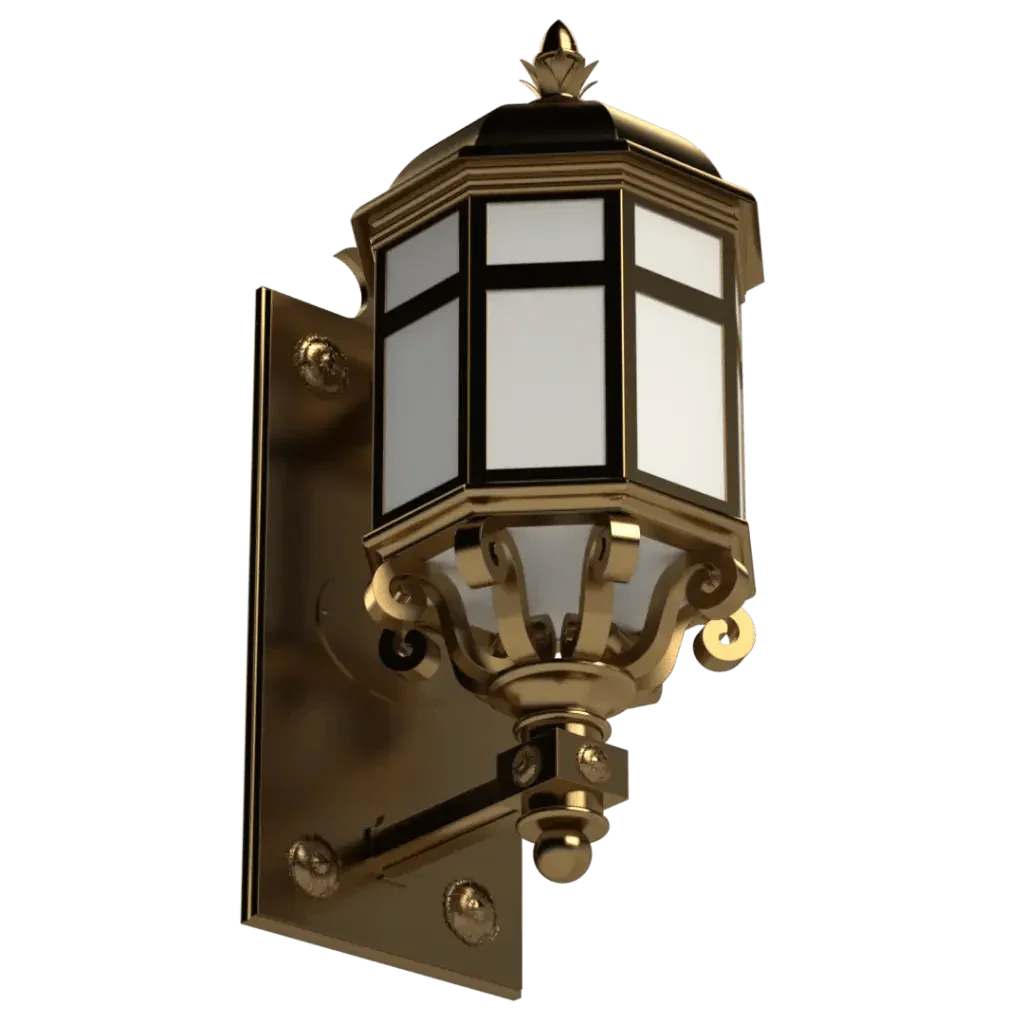 Lebanon sconce gold-colored wall-mounted lantern with frosted white glass panels for indoor or outdoor lighting