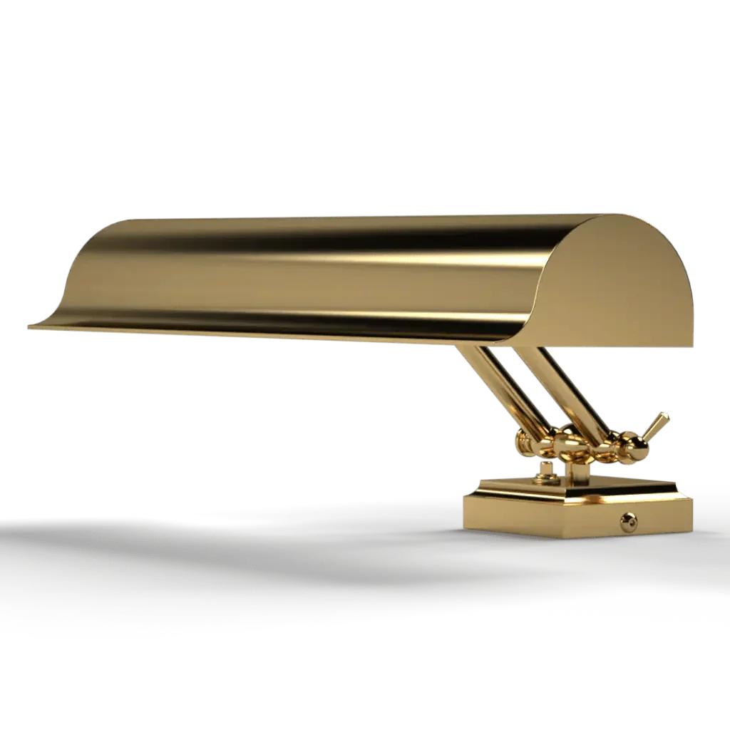 Lectern Desk Lamp - polished brass finish, angled view showing arm articulation
