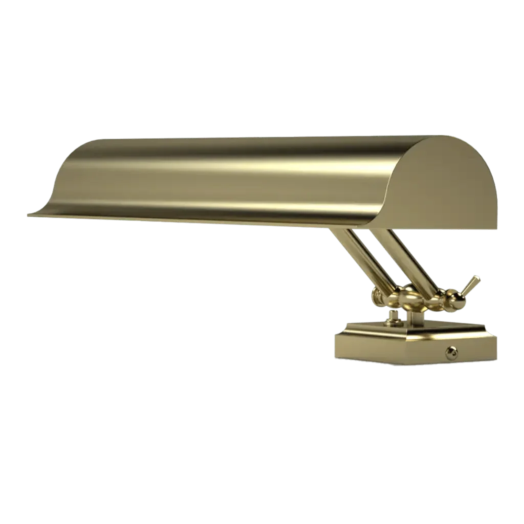 Lectern Desk Lamp - polished brass finish, three-quarter view showing heavy rectangular block base