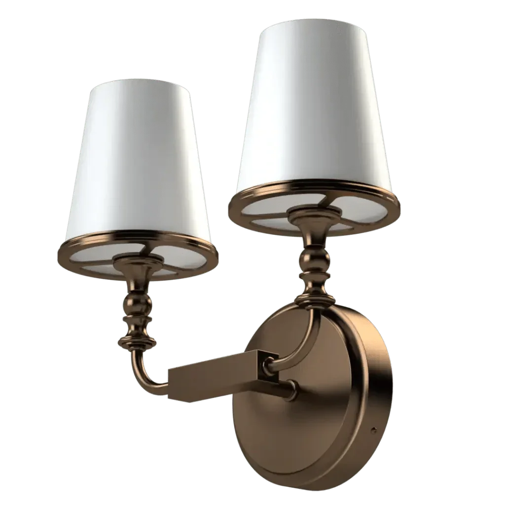 Mason II Petit Sconce - polished brass finish, detail of turned baluster-style vertical stems