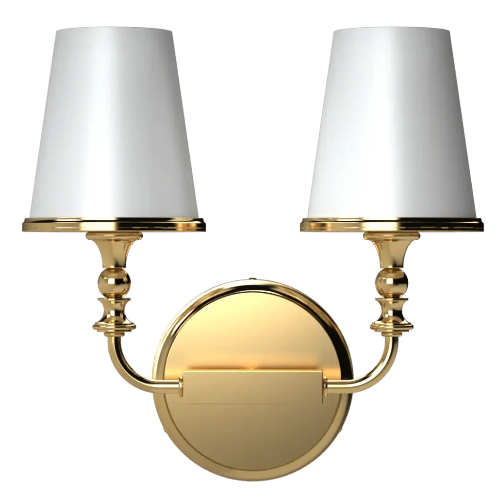 Mason II Petit Sconce - polished brass finish, lifestyle view mounted on wall