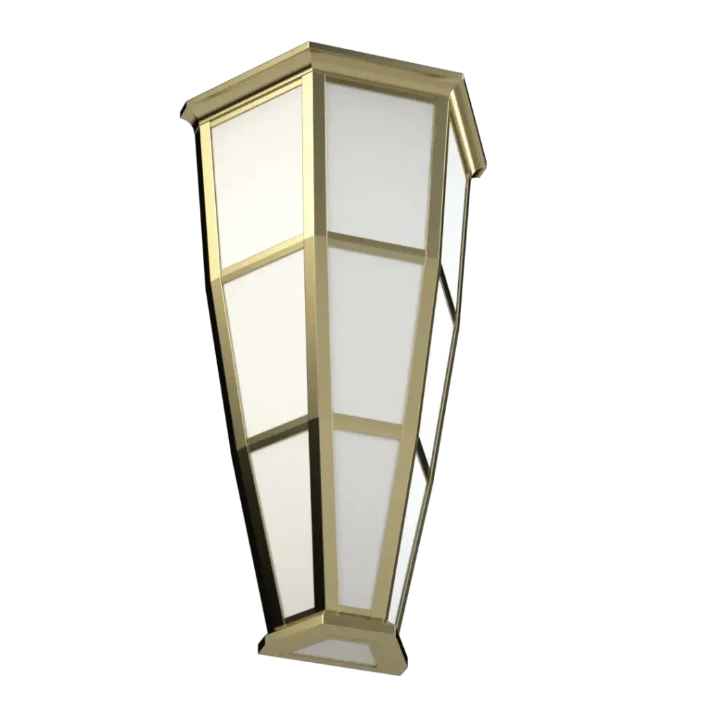 Mason sconce brass-colored rectangular lantern with white paneled sides for elegant wall lighting