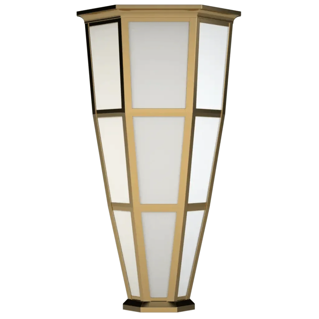 Mason sconce gold-framed outdoor wall lantern with frosted glass panels designed for exterior lighting