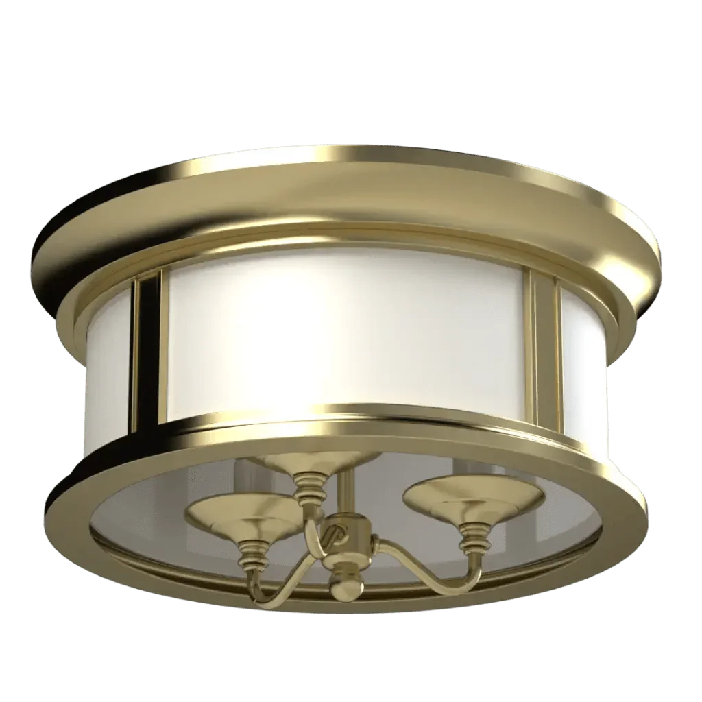 McAfee Flush Mount - polished brass finish, three-quarter view showing vertical segmented metal bars