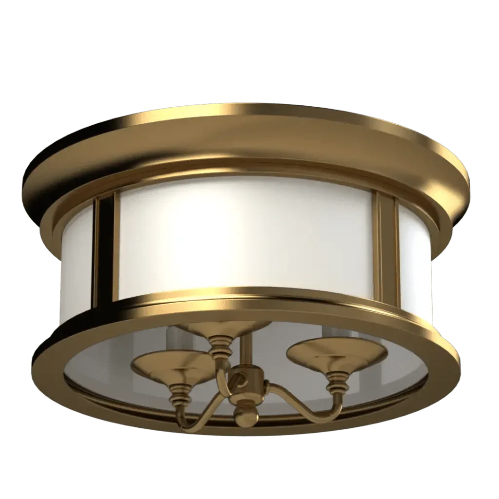 McAfee Flush Mount - polished brass finish, side profile showing substantial depth and volume