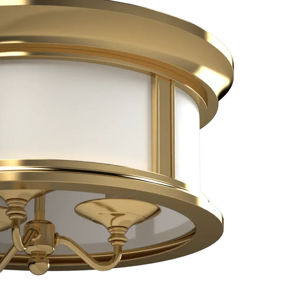 McAfee Flush Mount - polished brass finish, lifestyle view mounted on ceiling
