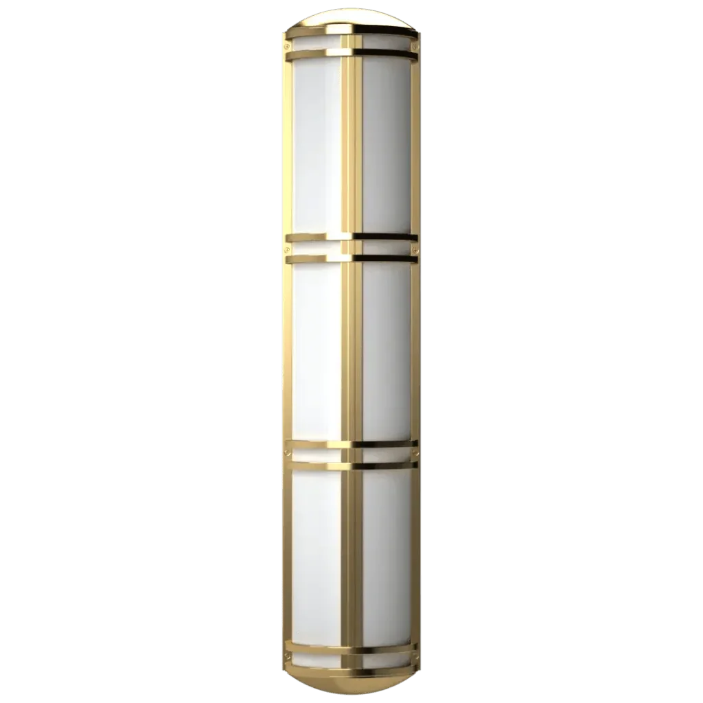 Metro sconce cylindrical multi-tiered wall sconce in gold and white metal for indoor lighting