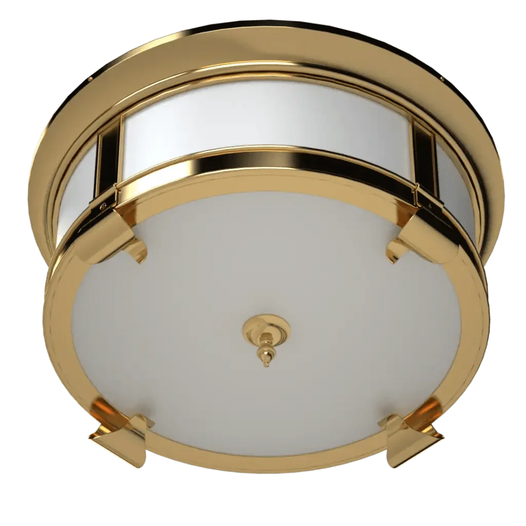 Mills Flush Mount - polished brass finish, interactive 3D view