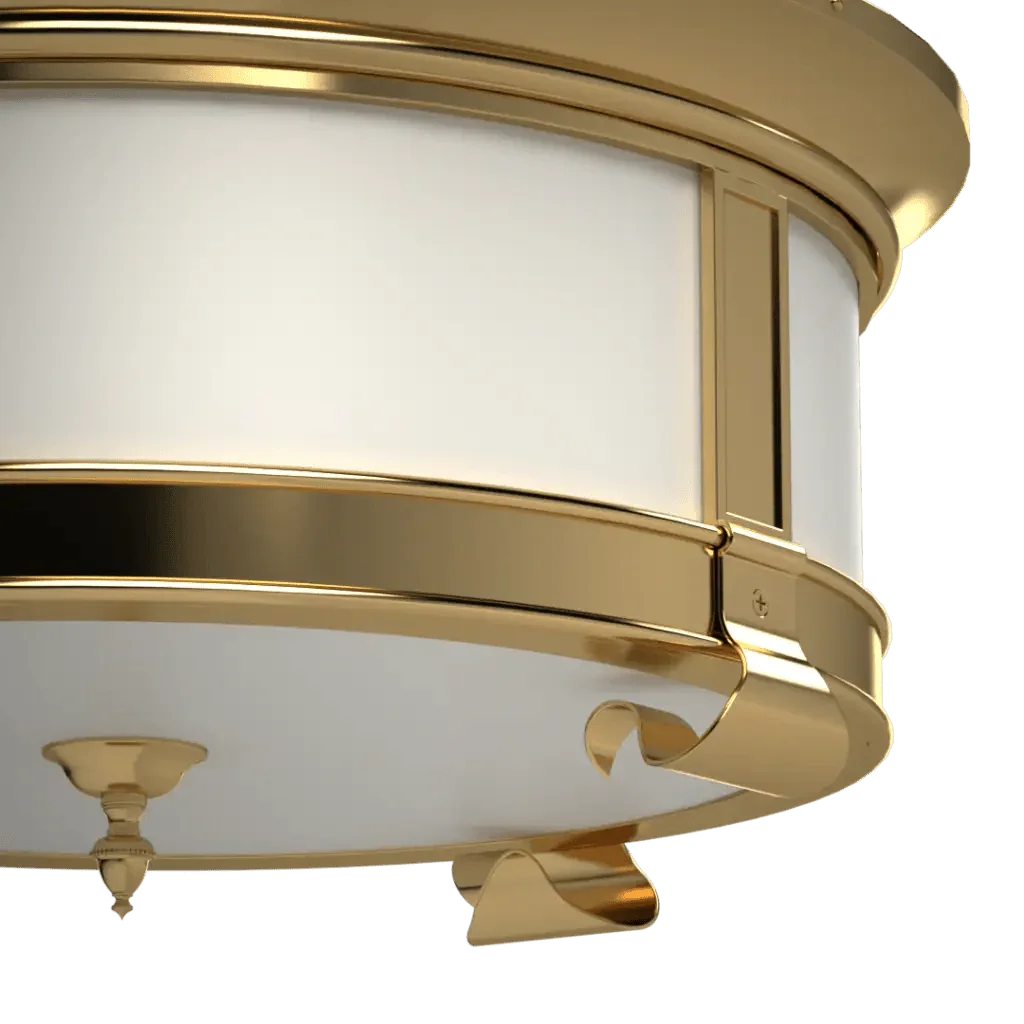 Mills Flush Mount - polished brass finish, back view showing mounting hardware