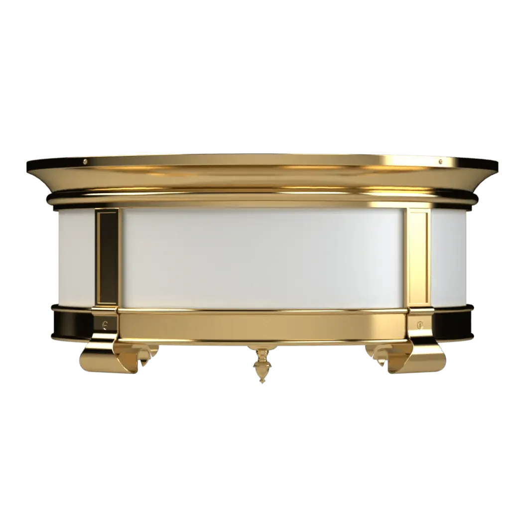 Mills Flush Mount - polished brass finish, lifestyle view mounted on ceiling