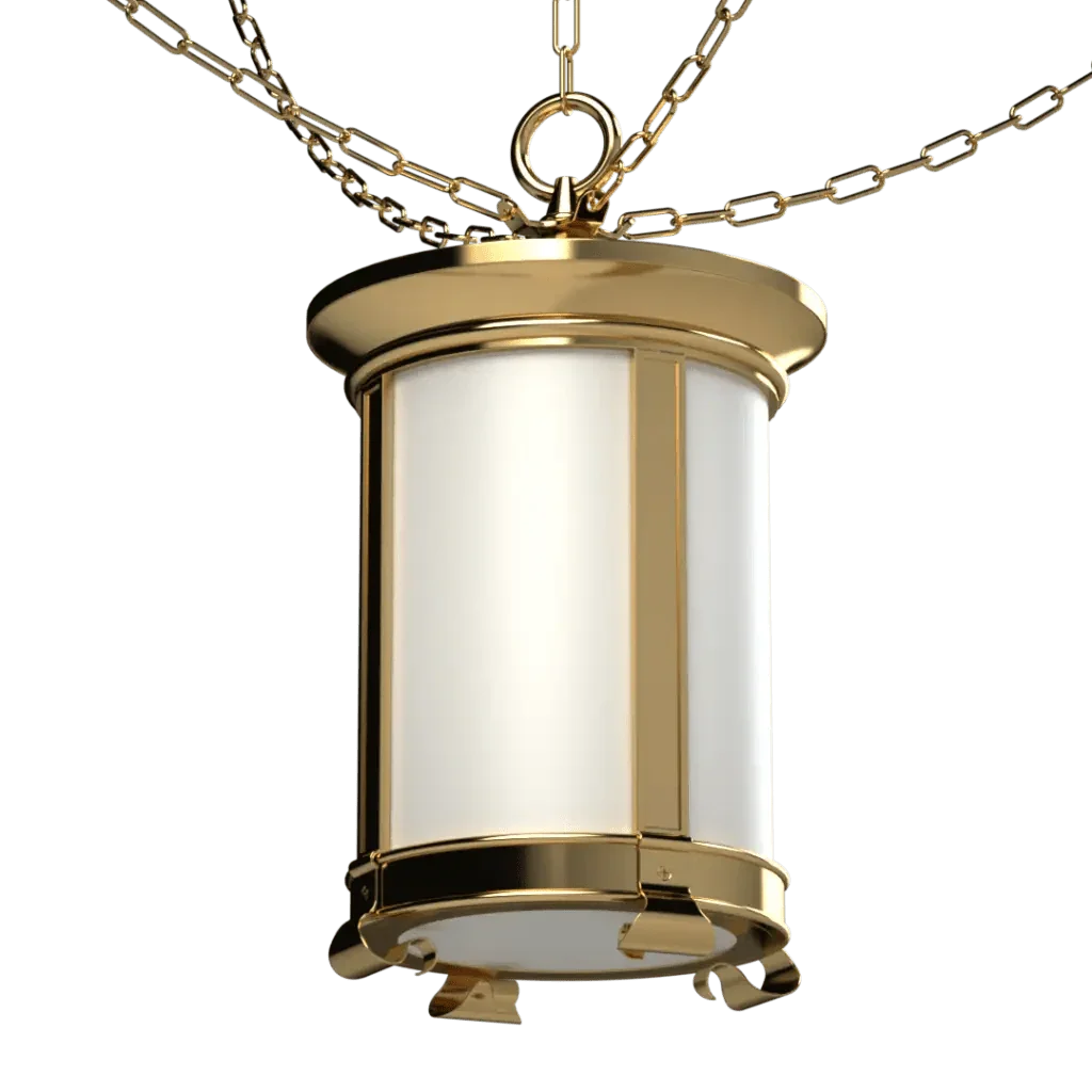 Mills lantern pendant gold and white cylindrical hanging lantern with metal and glass design for indoor lighting