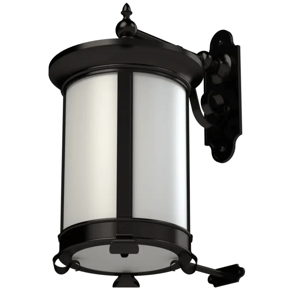 Mills lantern sconce black outdoor wall lantern with cylindrical frosted glass shade and metal frame
