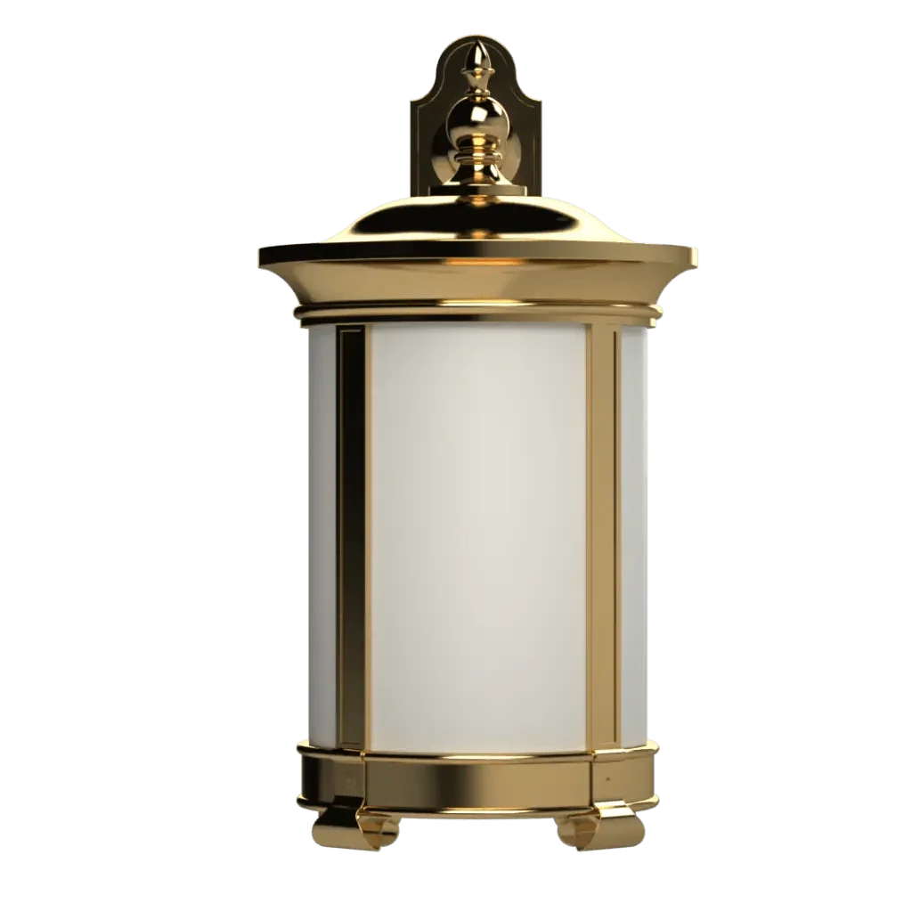 Ornate gold and white cylindrical Mills Lantern Sconce wall sconce showcasing elegant detailing and classic design