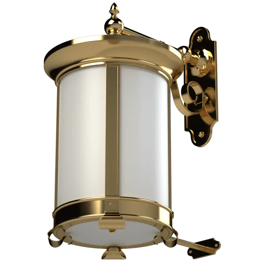 Mills Lantern Sconce vintage-style outdoor wall lantern in brass with frosted glass for exterior lighting
