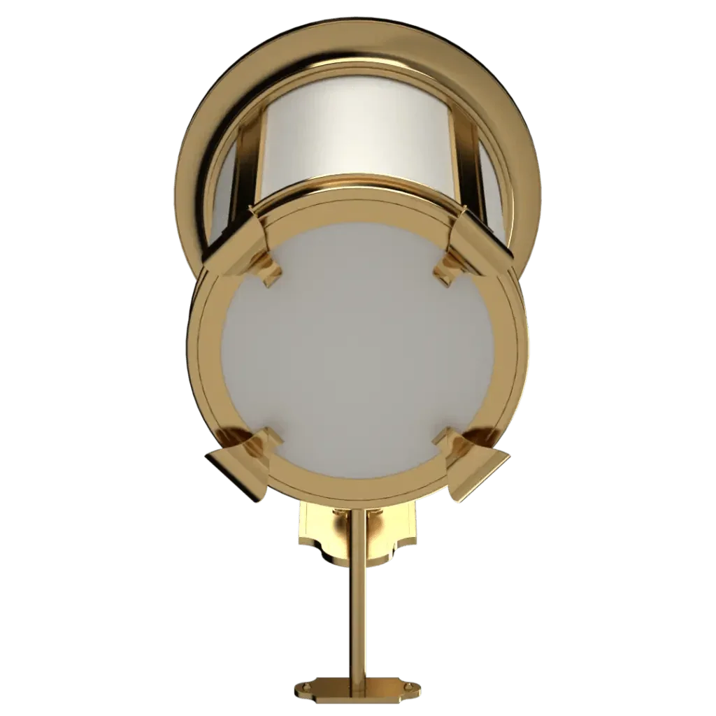 Gold and white art deco mills lantern sconce wall light featuring metallic accents and geometric design
