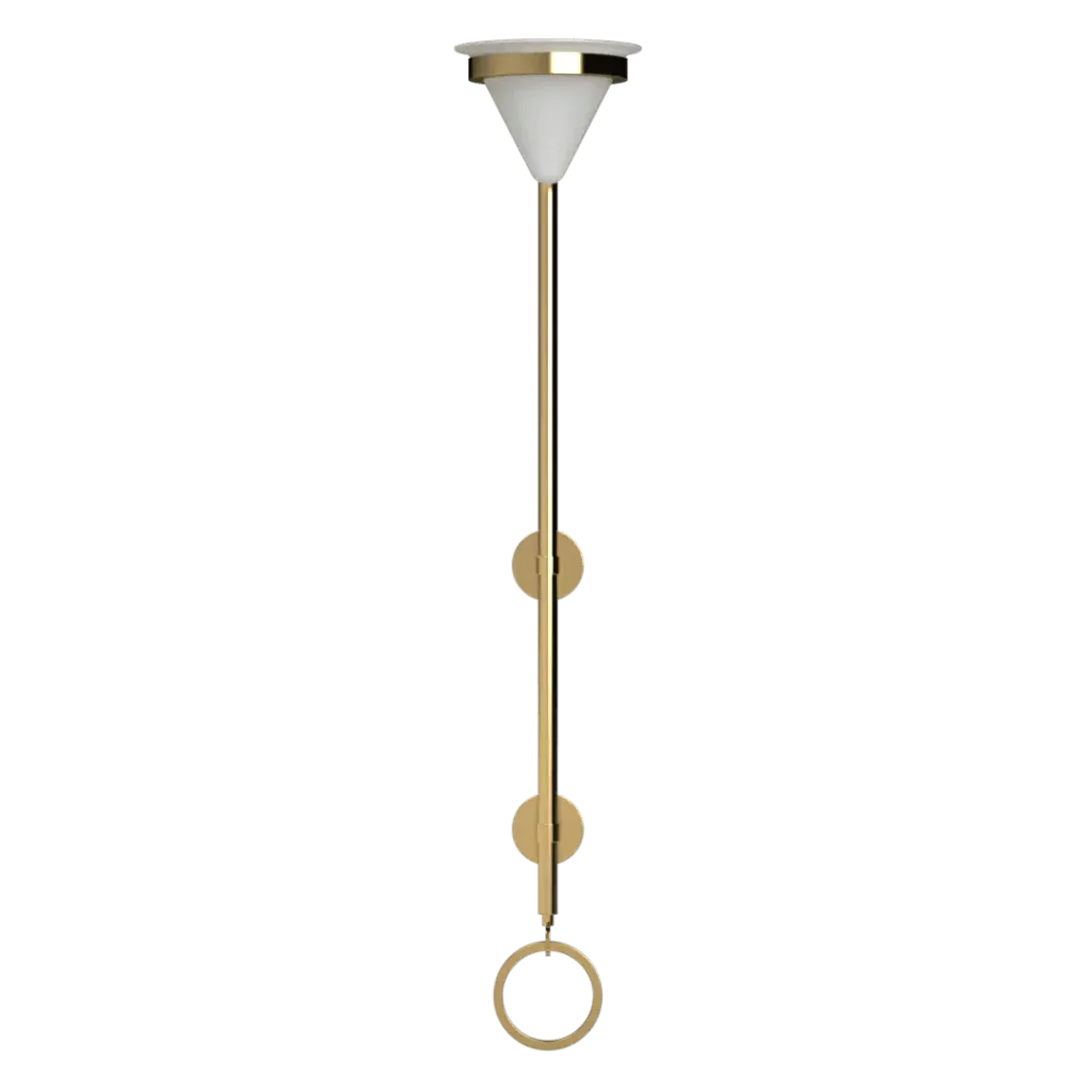 Ore Torchiere Sconce - polished brass finish, lifestyle view mounted on wall