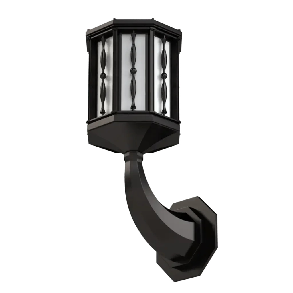 Park View Arm Sconce - polished brass finish, angled view showing machined details