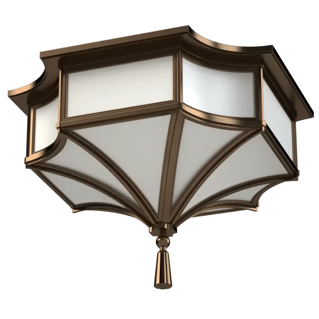 Park View Delux Flush Mount - polished brass finish, front view with light off