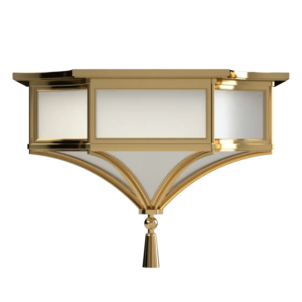 Park View Delux Flush Mount - polished brass finish, lifestyle view mounted in hallway