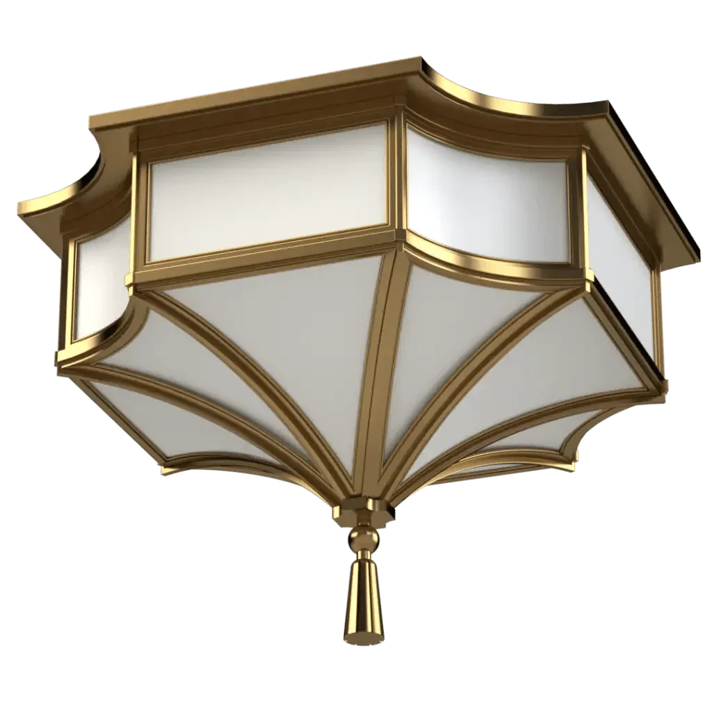 Park View Delux Flush Mount - polished brass finish, side profile view