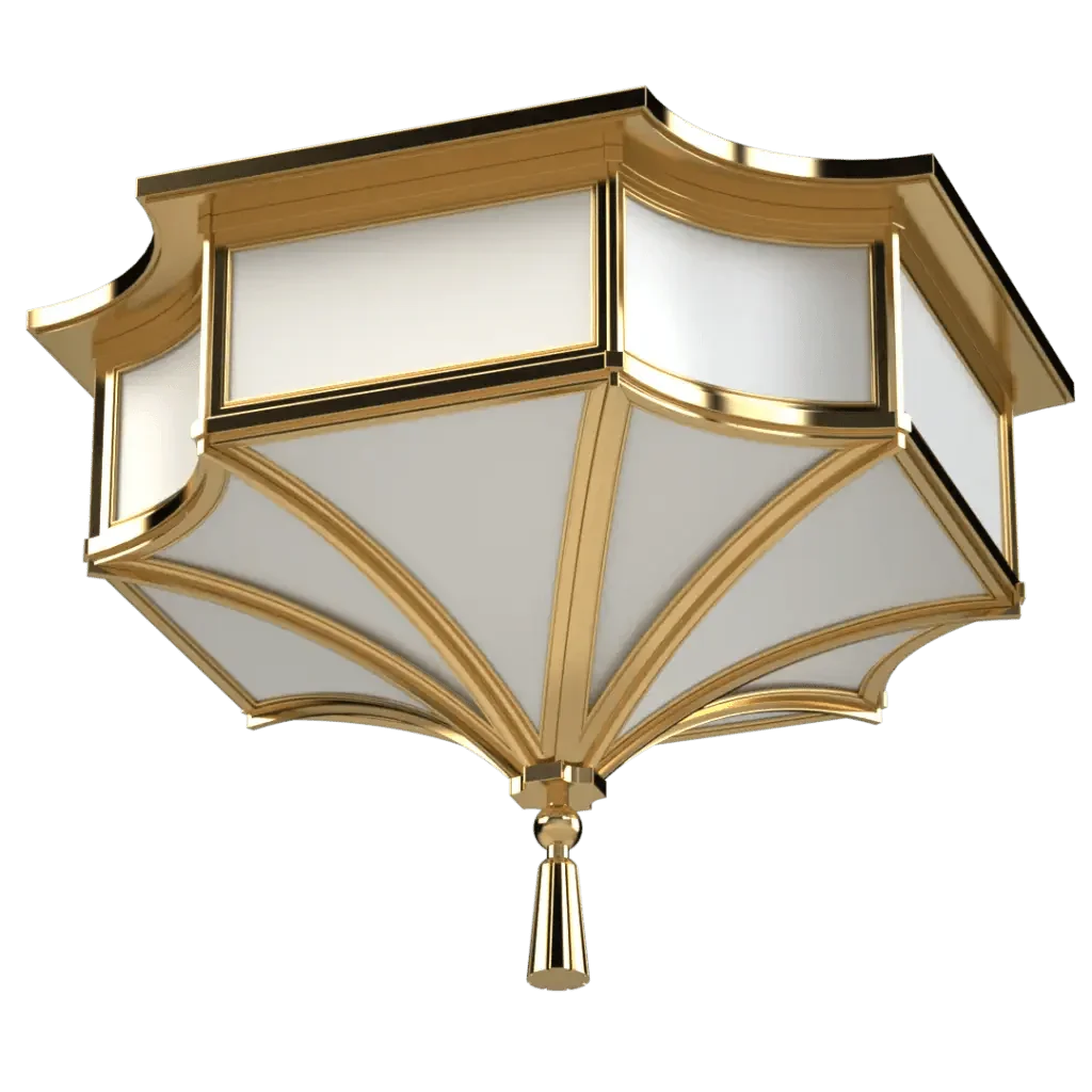 Park View Delux Flush Mount - polished brass finish, front view showing machined and welded form