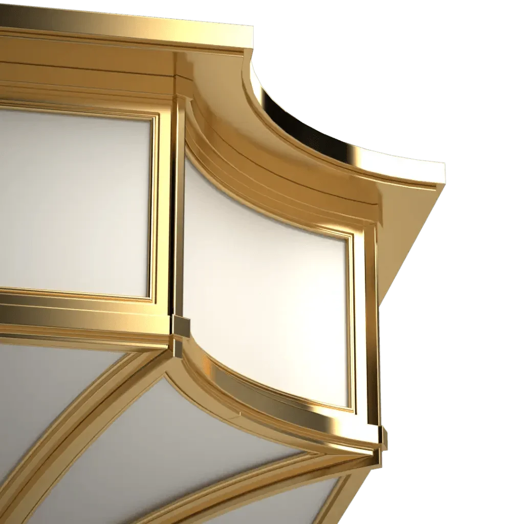 Park View Delux Flush Mount - polished brass finish, detail of machined and welded assemblies