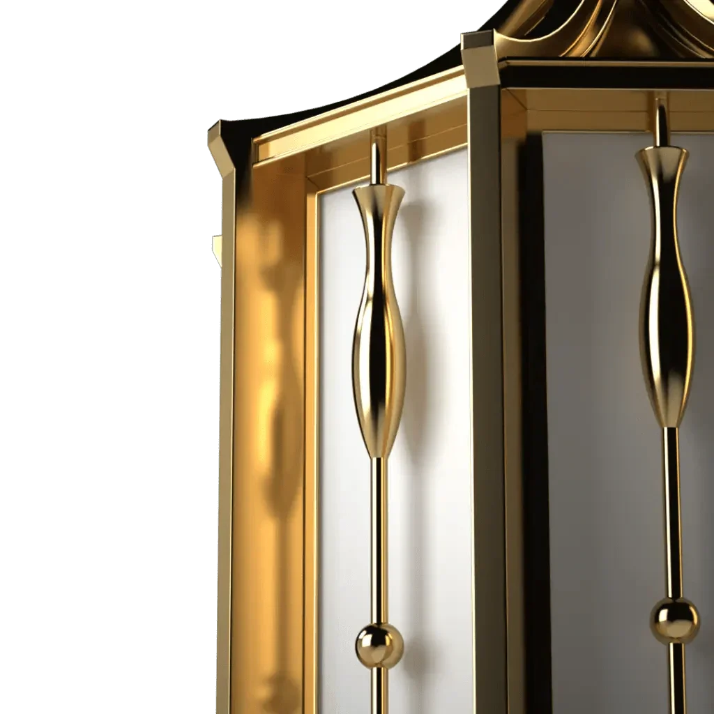 Park view delux pendant featuring an elegant gold and white decorative balustrade design in metal and glass