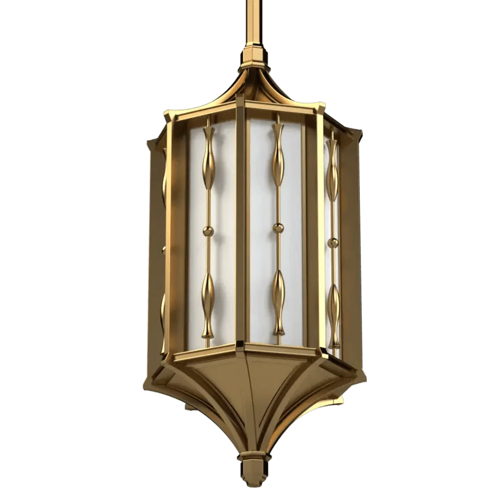 Ornate gold and white hexagonal metal pendant lantern park view delux pendant for elegant indoor lighting