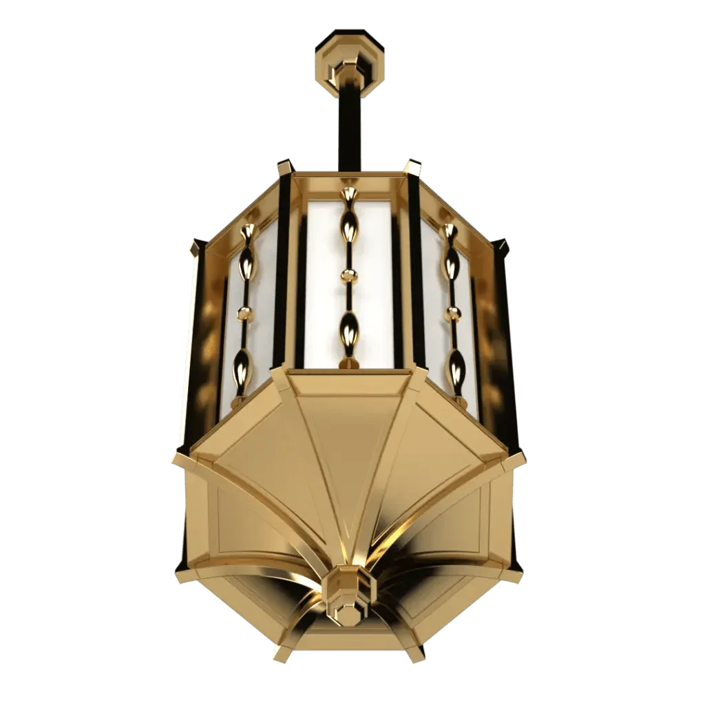 Park view delux pendant ornate gold and white hexagonal ceiling lantern with intricate detailing