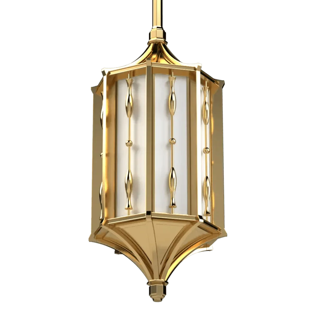 Park view delux pendant gold and white ornate hanging lantern with intricate metal detailing for elegant indoor lighting