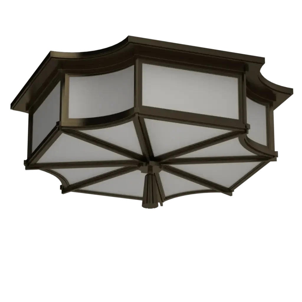 Park View Flush Mount - polished brass finish, front view with light off