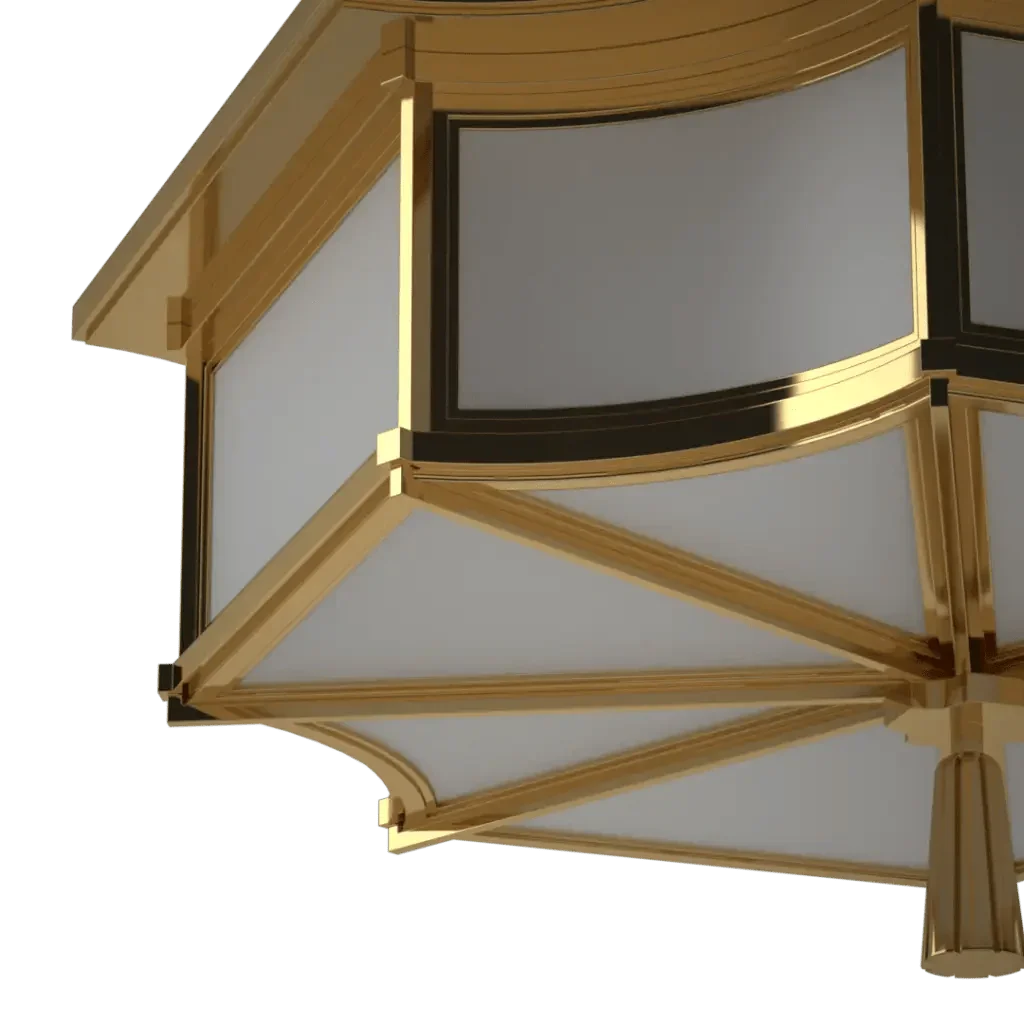 Park View Flush Mount - polished brass finish, detail of machined and welded assemblies