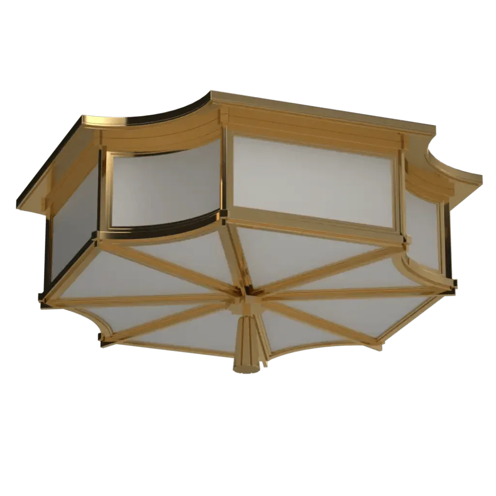 Park View Flush Mount - polished brass finish, front view showing machined and welded form